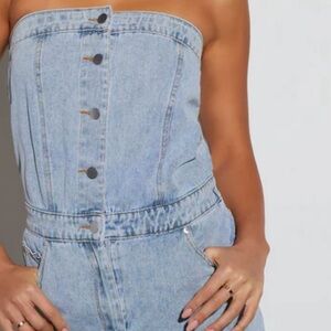 Vici Strapless Denim Jumpsuit. Size Large. NWT